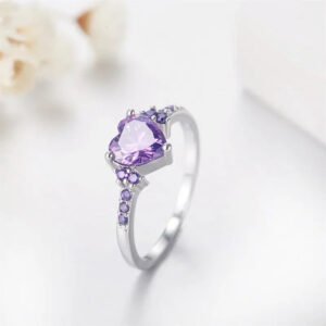Bague Coeur Violet - Bague Coeur